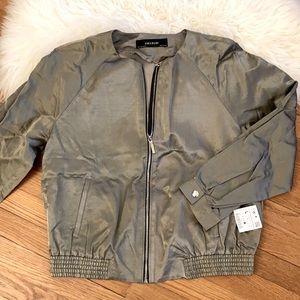 Zara Zip-Front Full-Sleeve Satin Bomber Jacket